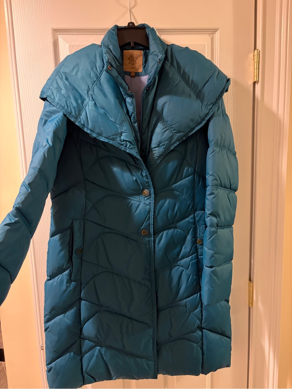 Teal Quilted Long Puffer Coat - XL
